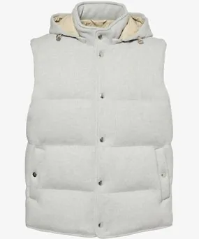 Eleventy Mens Grey Ribbed padded wool and cashmere gilet