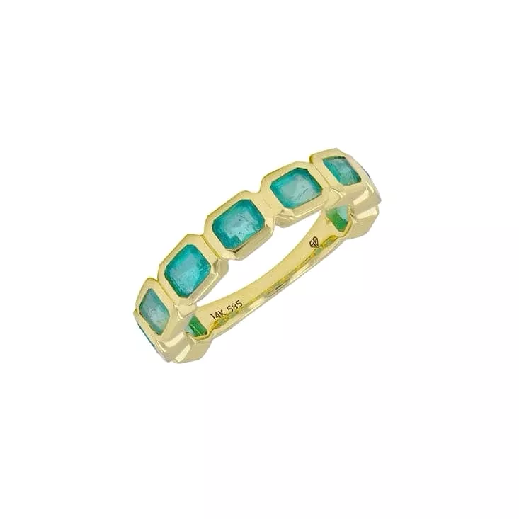 Emerald Bezel Sideways Set Eternity Ring