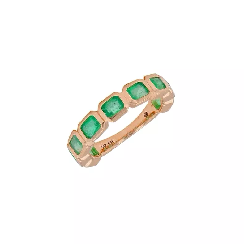 Emerald Bezel Sideways Set Eternity Ring