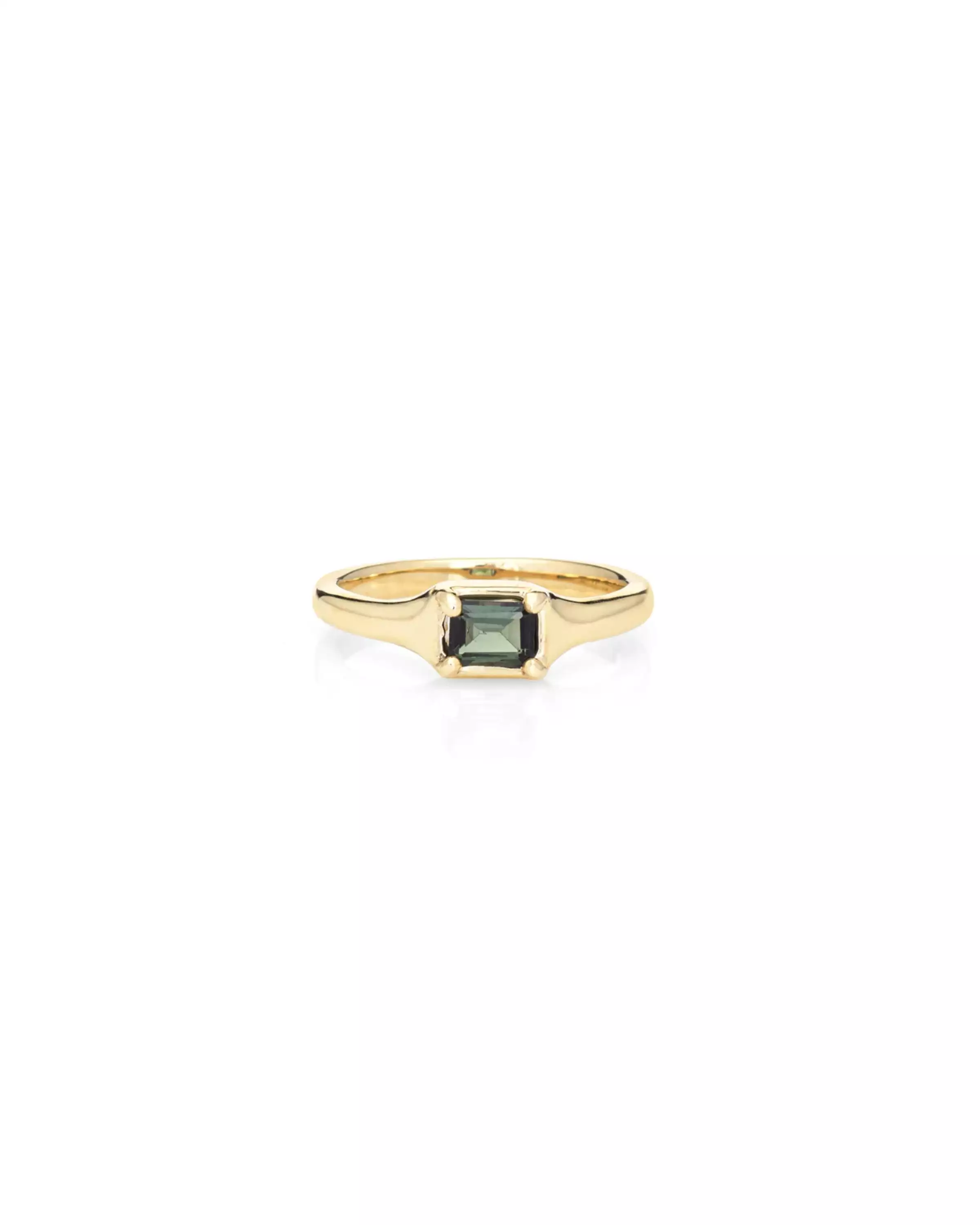 Emerald Cut 14K in Light Green Sapphire Ring