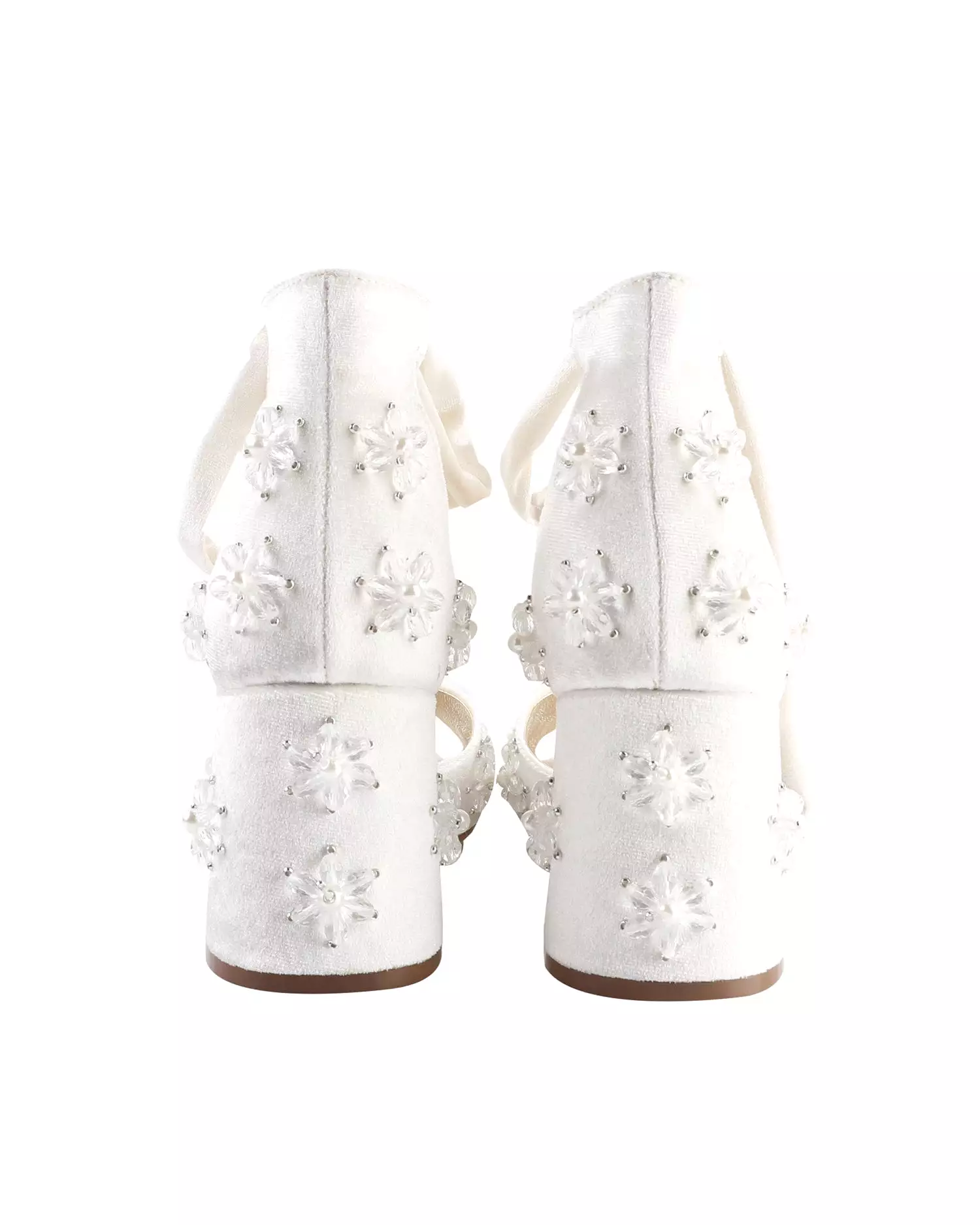 EMOTION - VELVET WEDDING HEELS WITH PEARL AND CRYSTAL FLOWERS