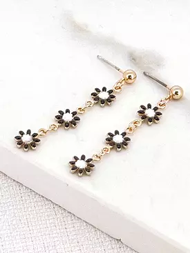 Envy Daisy Chain Drop Earrings - Gold/Black/White