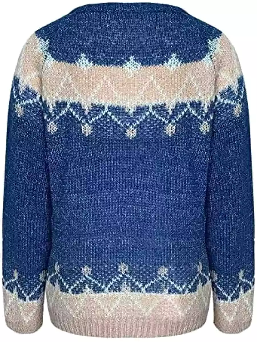 Fair Isle Knit Crew Neck Winter Sweater for Women