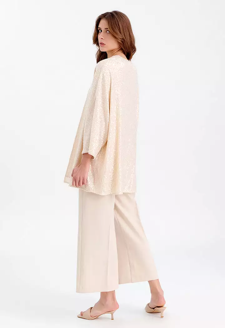 Front Open Sequenced Short Kimono