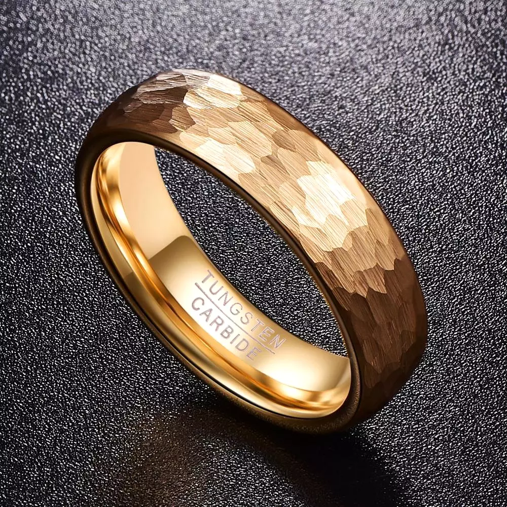 Geometric Gold Wedding Rings