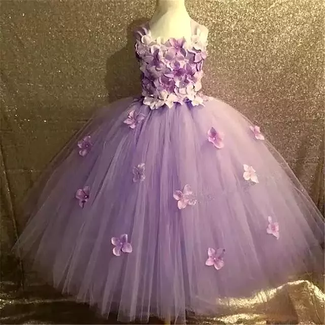 Girls Pink Fairy Flower Petals Tutu Dress