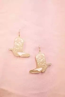 Gold & White Cowgirl Earrings