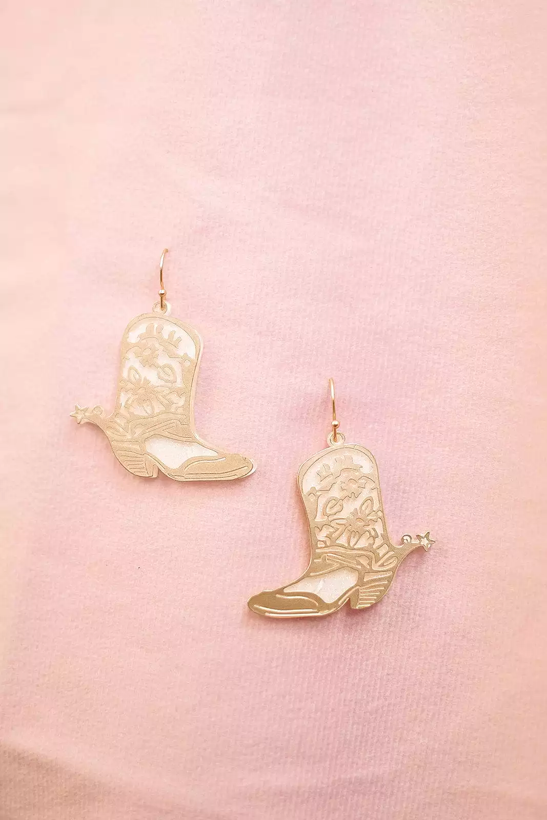 Gold & White Cowgirl Earrings