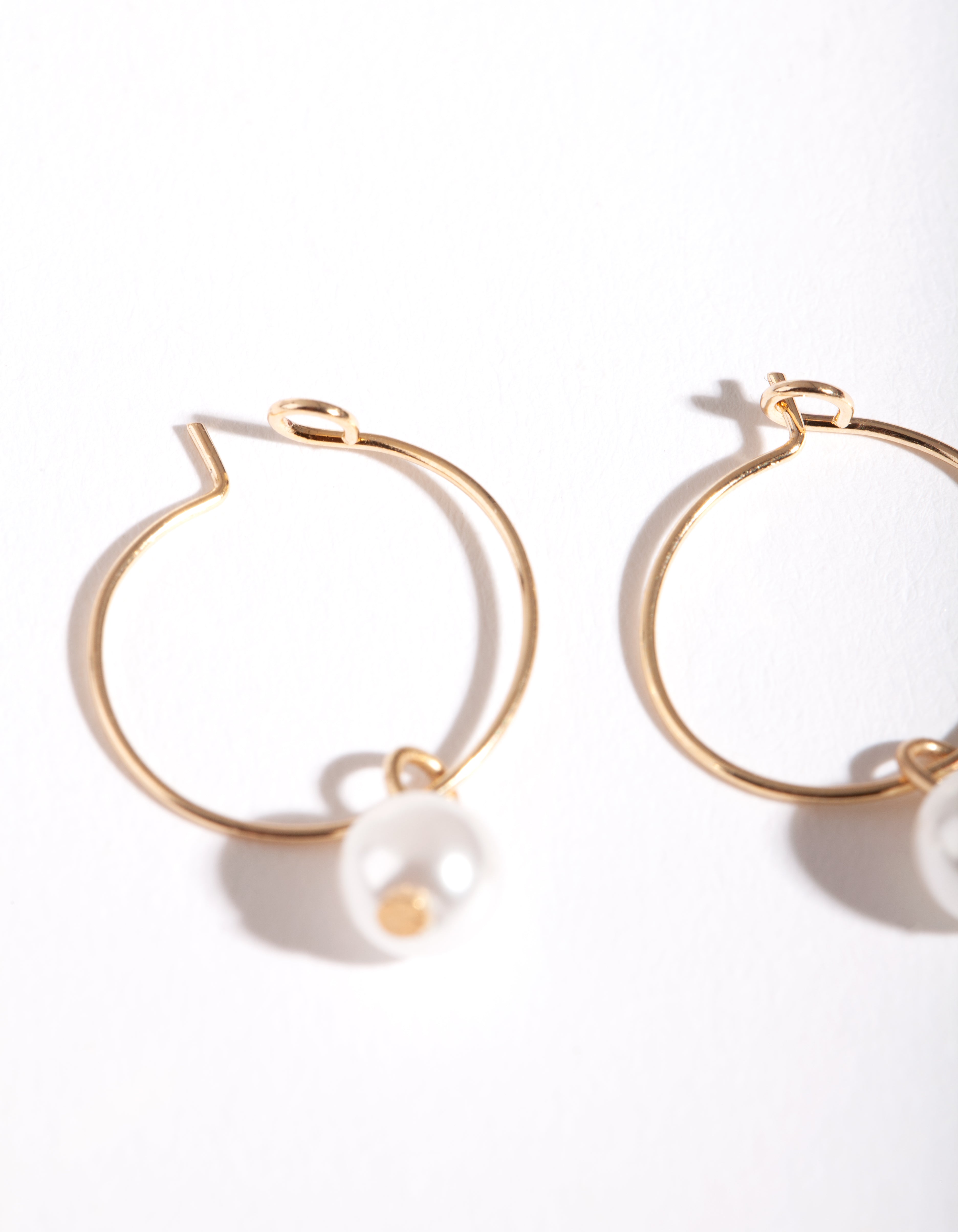 Gold 3mm Pearl Hoop Earrings