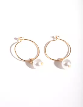 Gold 3mm Pearl Hoop Earrings