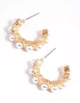 Gold Pearl Drop Earrings