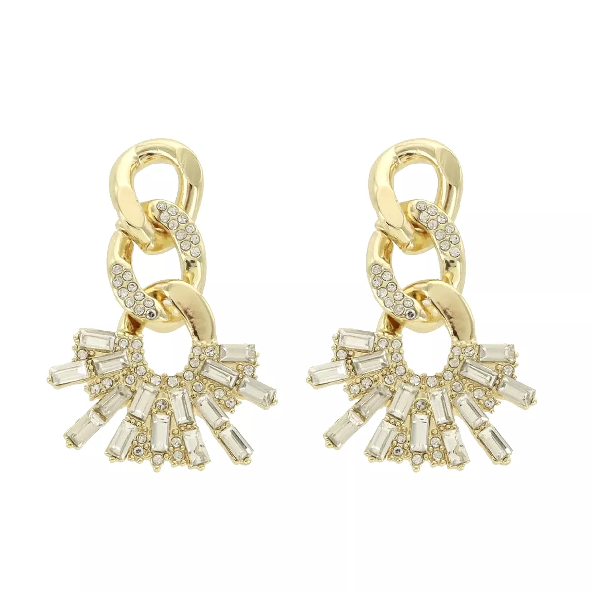 Gold Rhinestone Burst Earrings