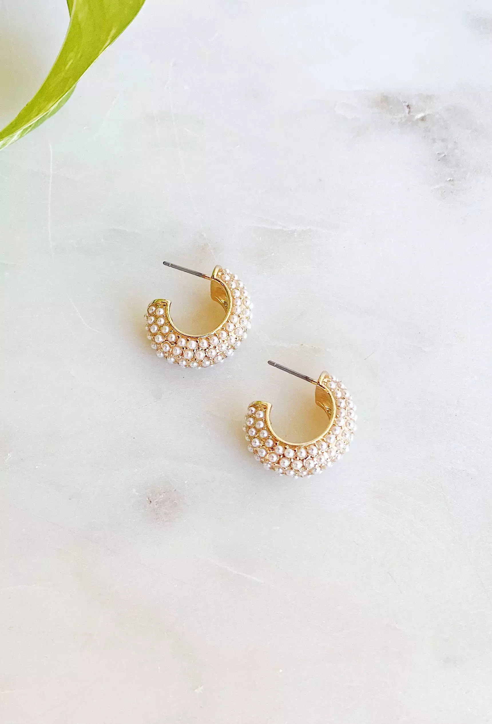 Gracie Pearl Hoop Earrings