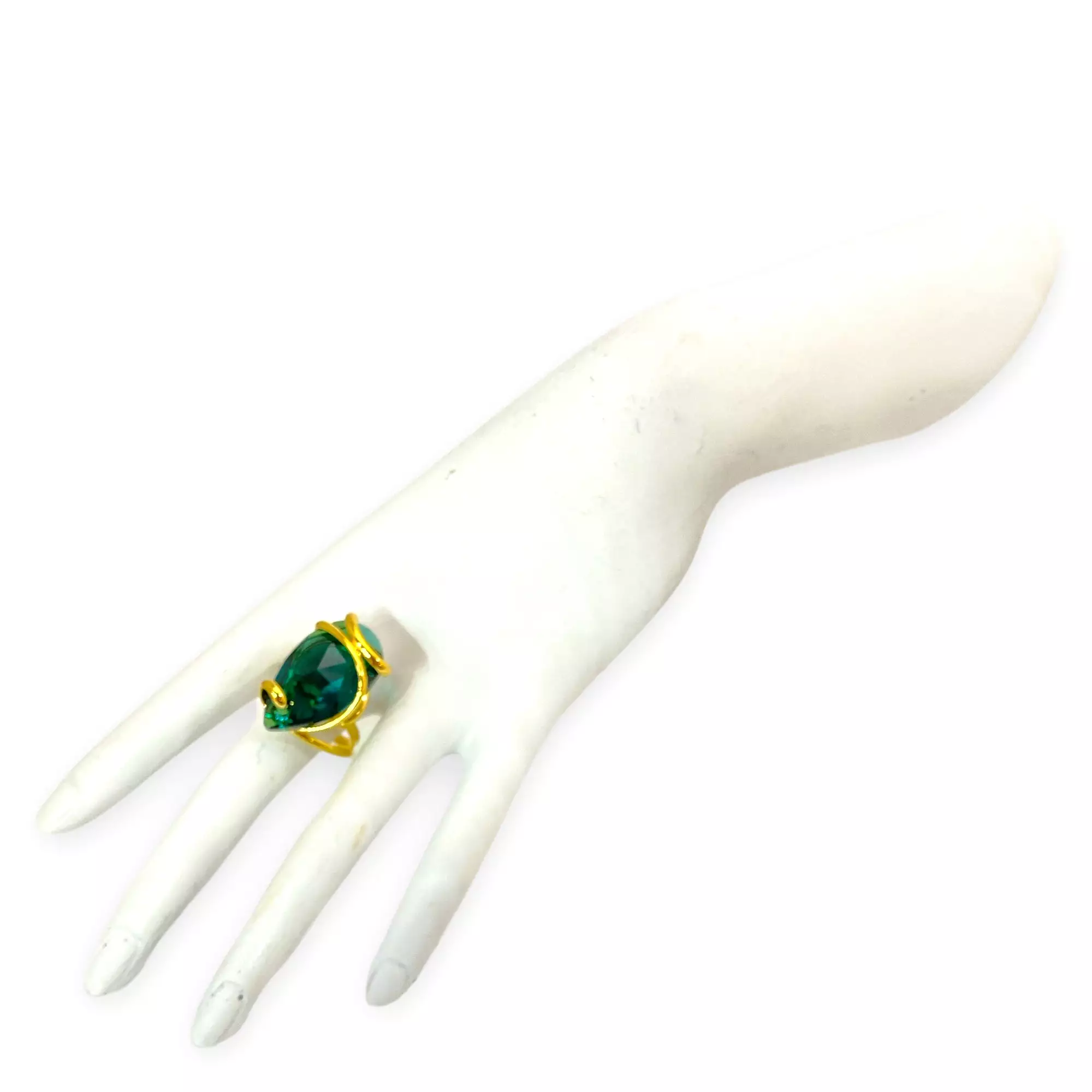 GREEN EMERALD DROP  RING