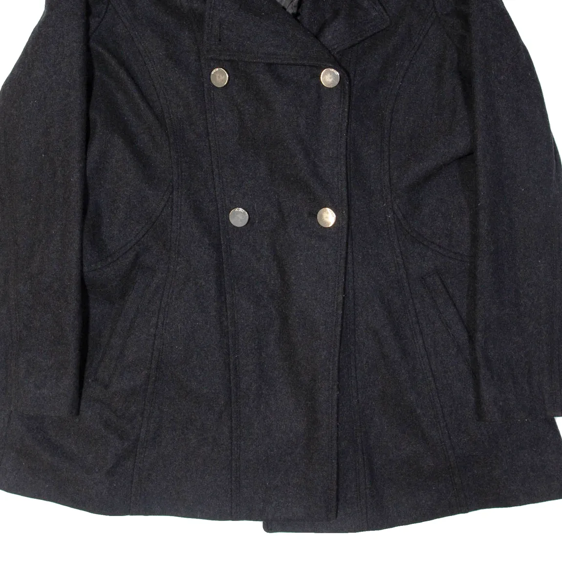 GUESS Womens Trench Jacket Black Wool XL