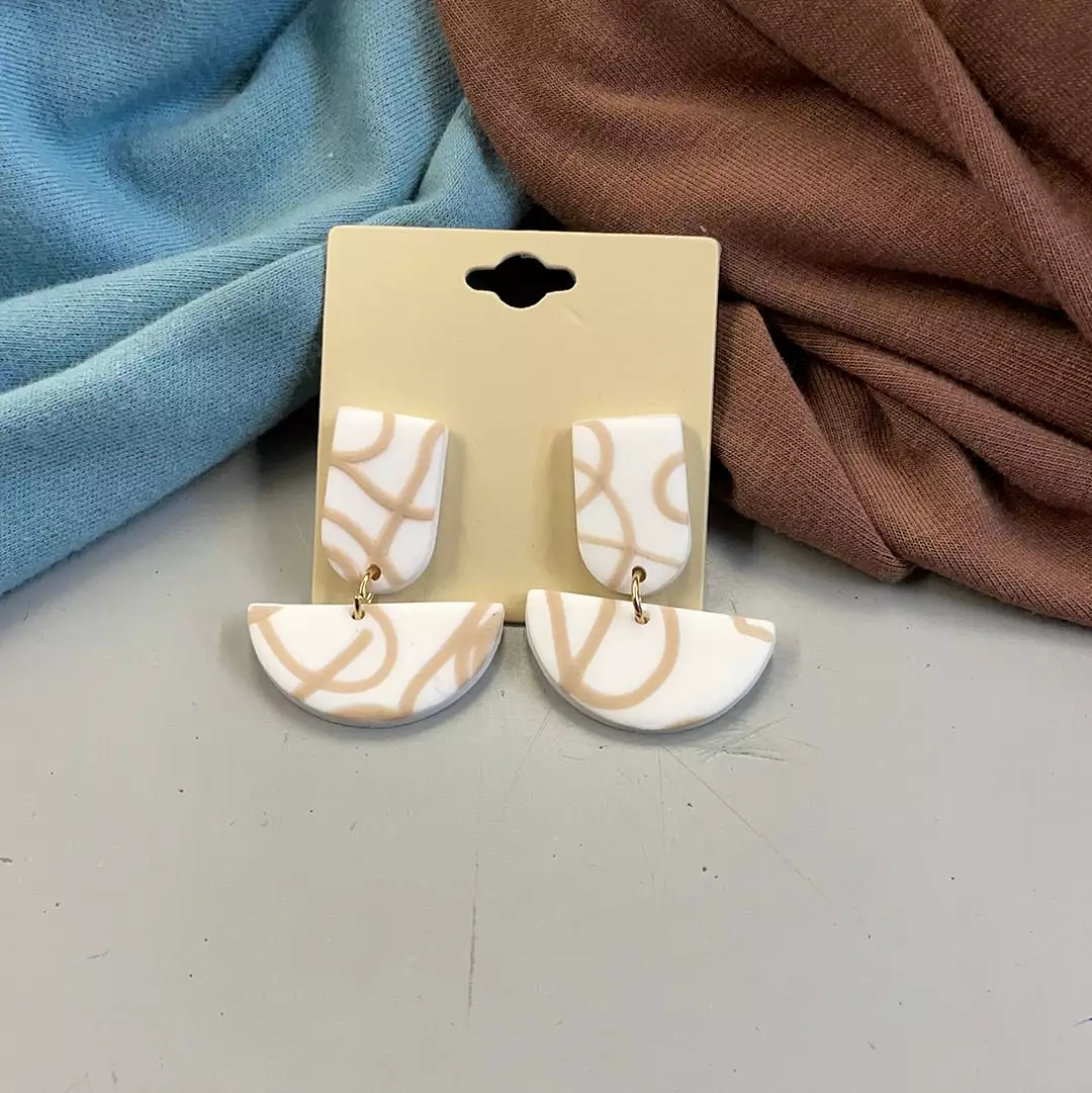 Half Moon White Earrings