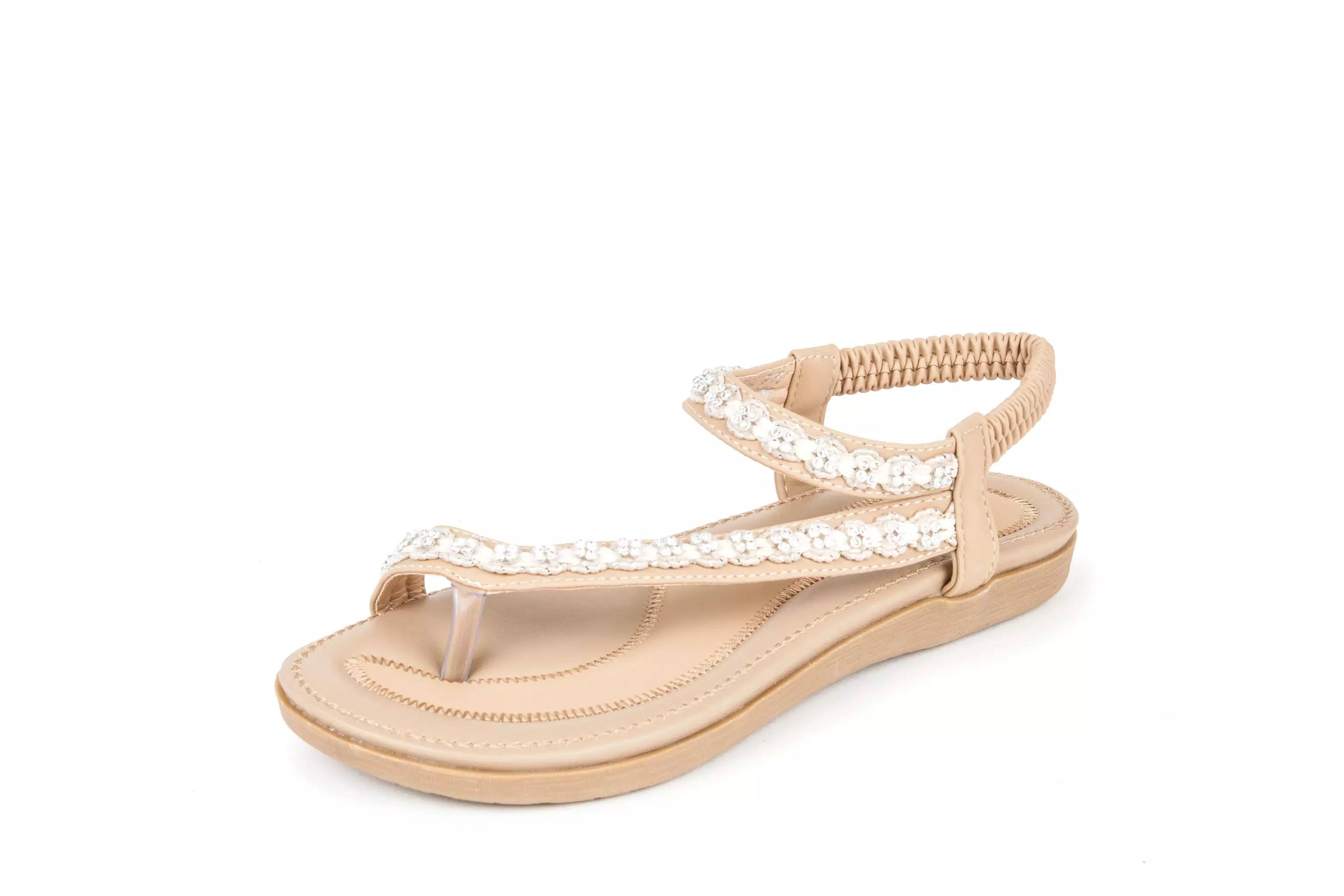 Haute editon Women's Crystal  Bohemian Beaded Comfort Sandals