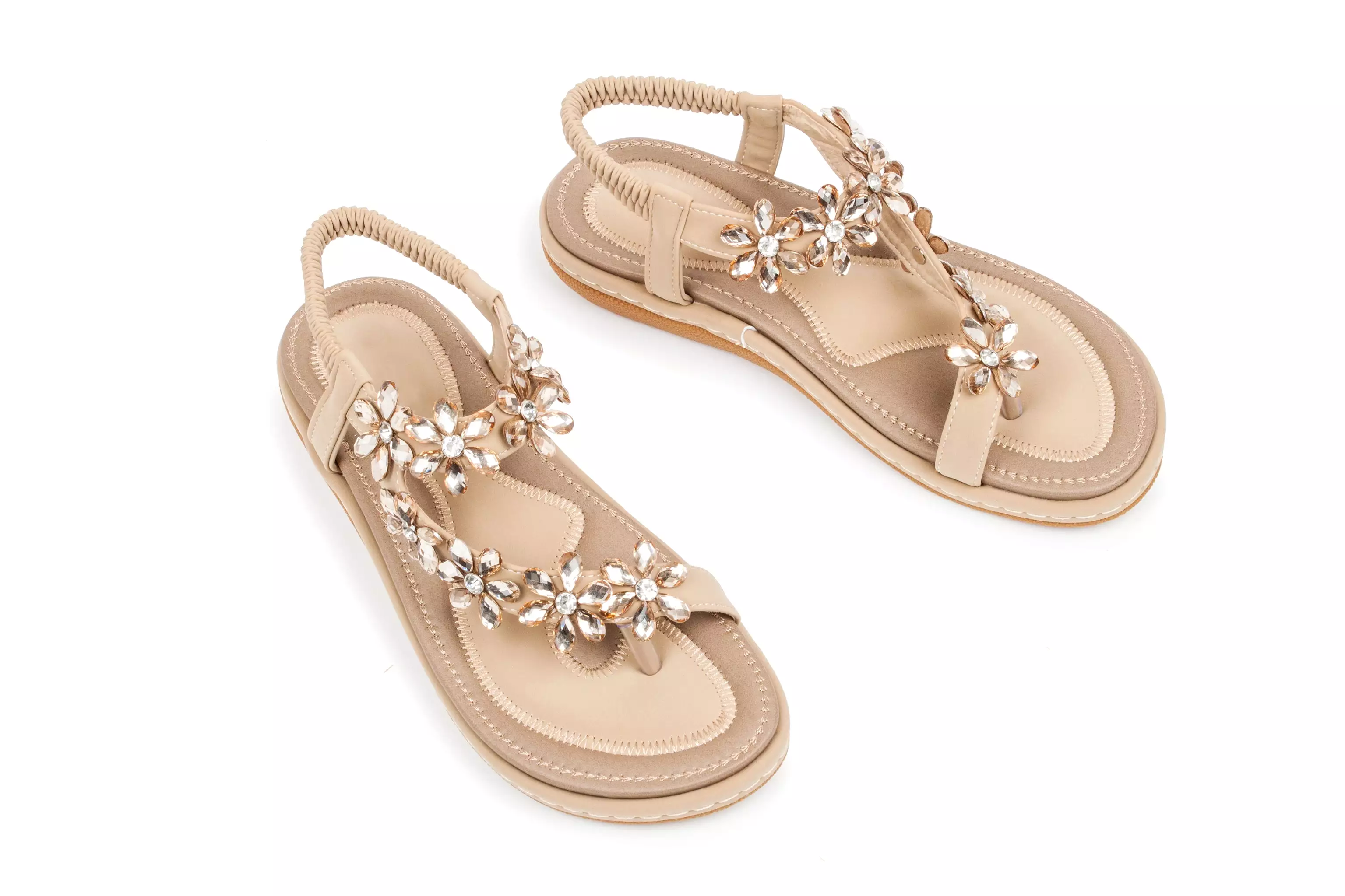 Haute editon Women's Crystal  Bohemian Beaded Comfort Sandals