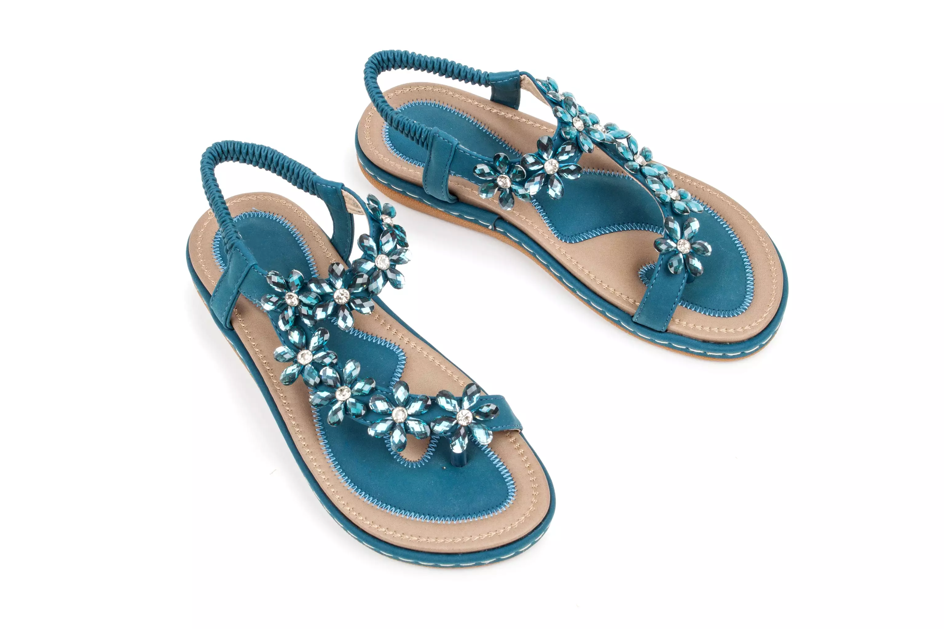 Haute editon Women's Crystal  Bohemian Beaded Comfort Sandals