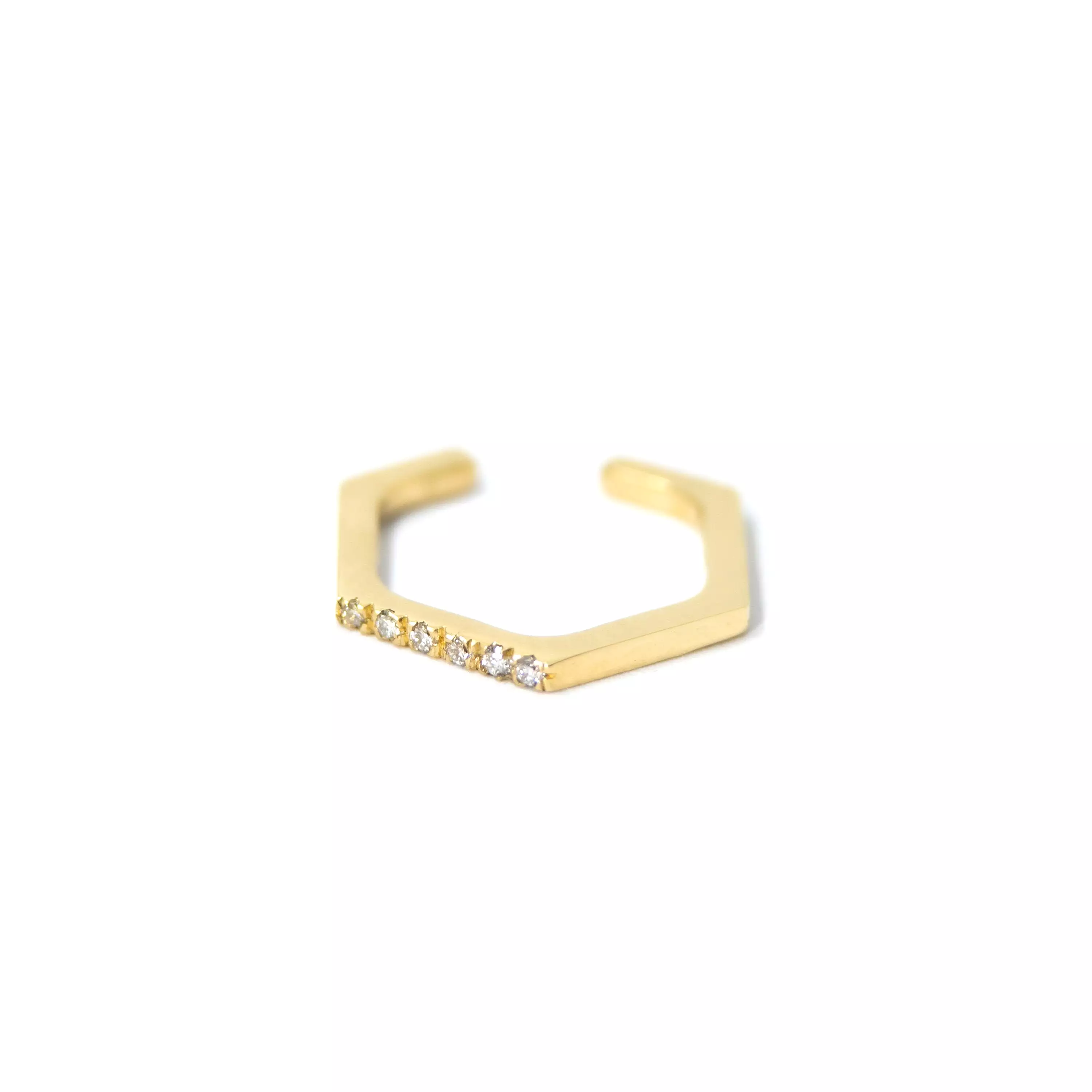 Hex Ear Cuff - 14k Yellow Gold