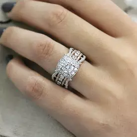 High Quality Crystal Silver Color Wedding Rings For Women X158556 (Size9#)