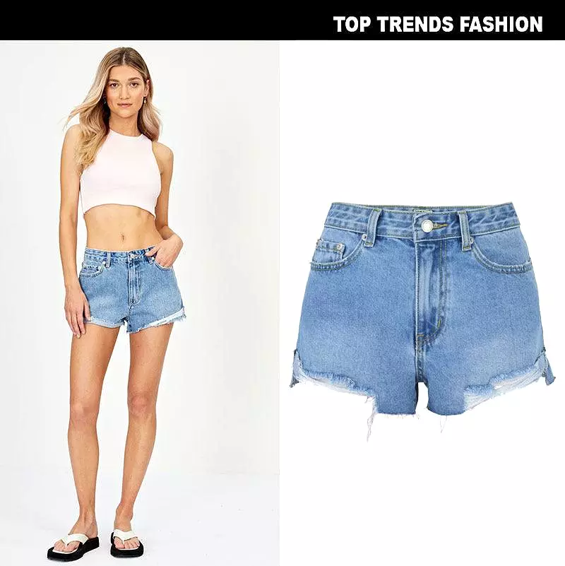 High Waist Thin Super Soft Ripped Denim Shorts Short Front And Long Back Spring And Summer Beach Holiday Style Women's Clothing