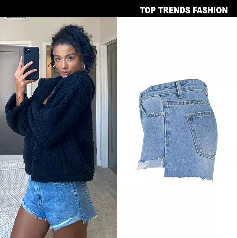 High Waist Thin Super Soft Ripped Denim Shorts Short Front And Long Back Spring And Summer Beach Holiday Style Women's Clothing