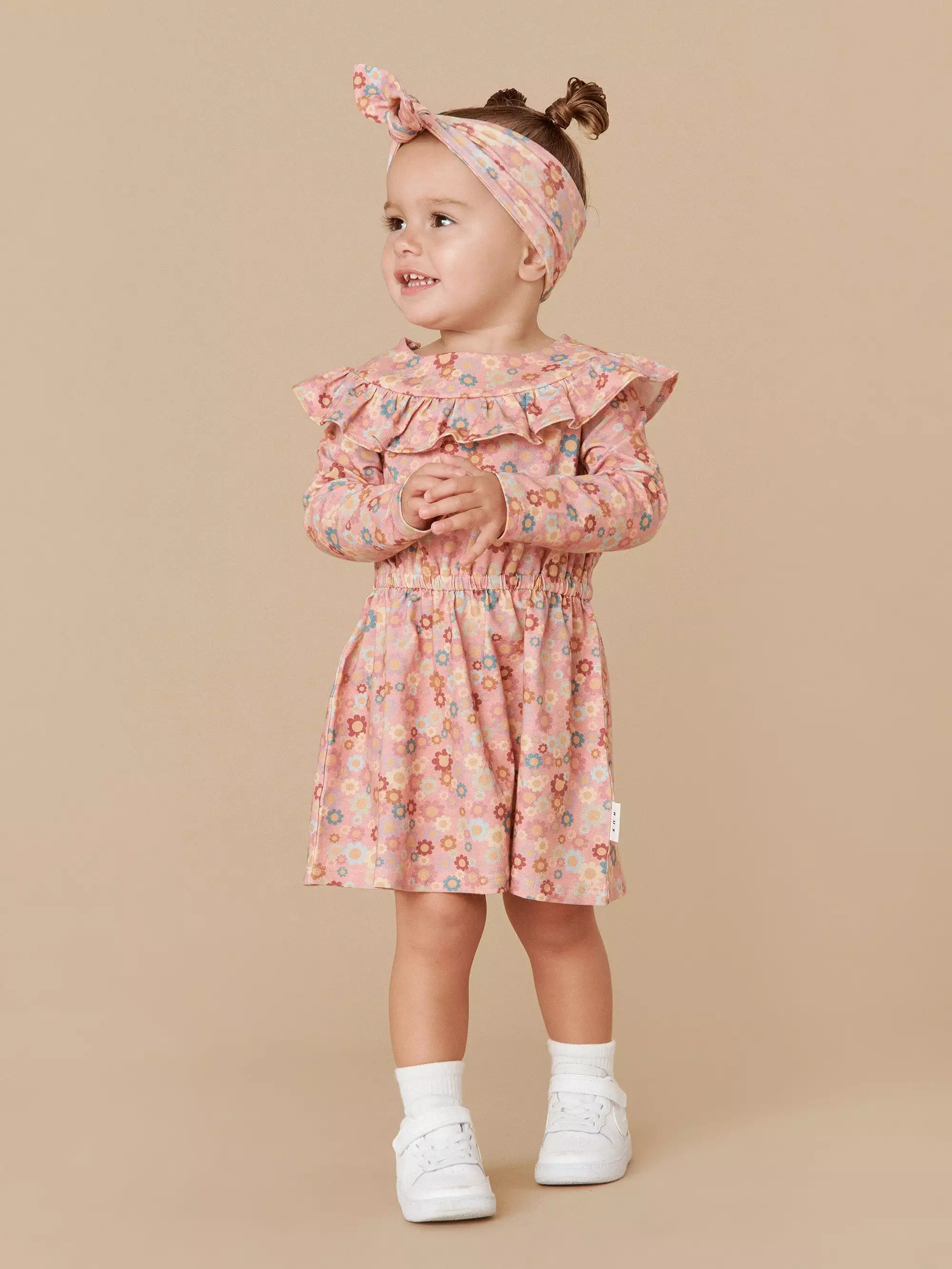 Huxbaby Rainbow Flower Bear Frill Dress