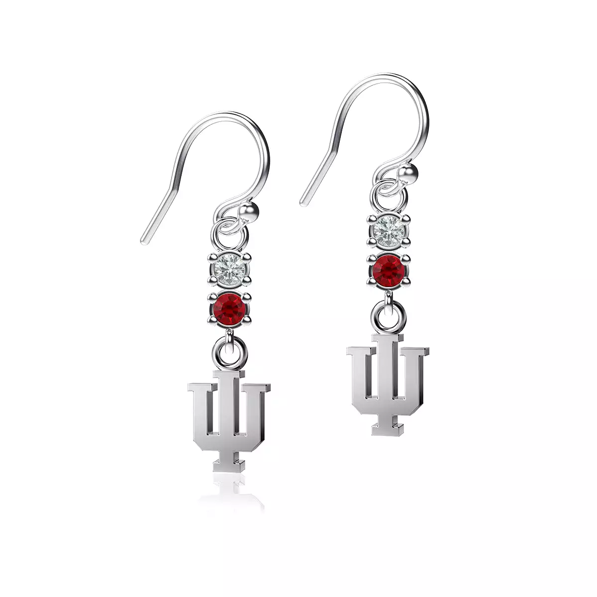 Indiana University Crystal Dangle Earrings - Silver