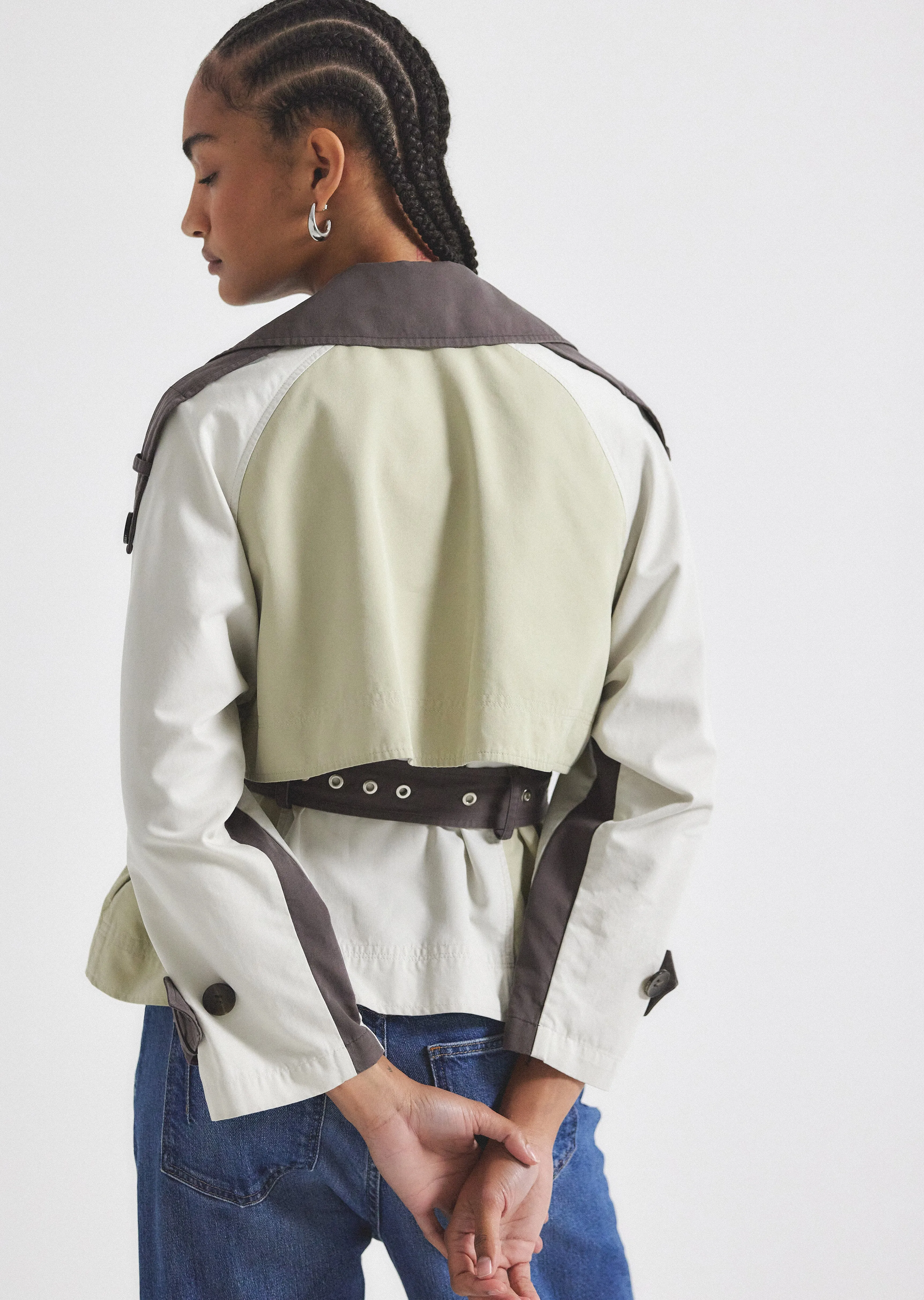 Ines Cropped Trench Jacket - Calico Multi