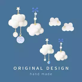 INS WHITE CLOUDS PLUSH EARRINGS BY70083