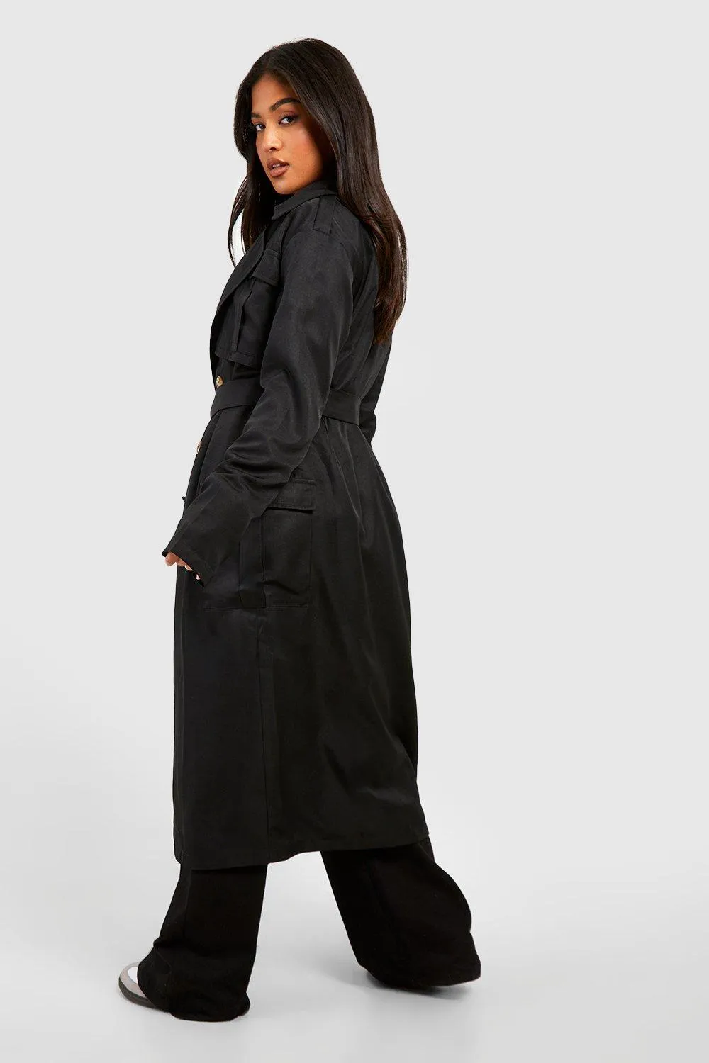 Jackets & Coats | Petite Longline Trench Coat | boohoo