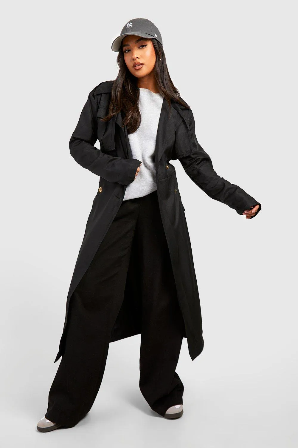 Jackets & Coats | Petite Longline Trench Coat | boohoo