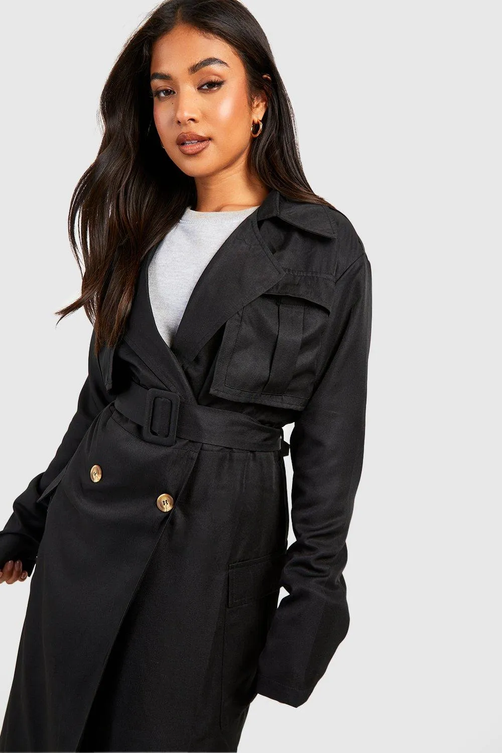 Jackets & Coats | Petite Longline Trench Coat | boohoo