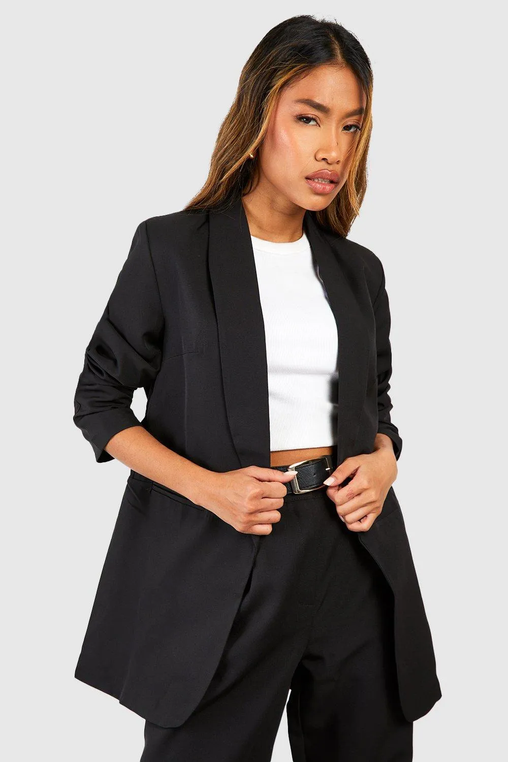 Jackets & Coats | Ruched Sleeve Blazer | boohoo