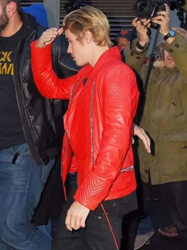 Justin Bieber Red Leather Jacket - New American Jackets