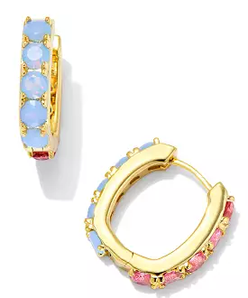 Kendra Scott Chandler Huggie Earrings - Pink/Blue, Green/Lilac, White/Opalite Gold OR White/Opalite Silver