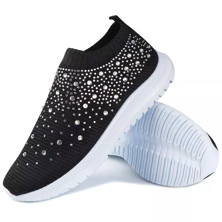 Libiyi Women's Crystal Breathable Slip-On Walking Shoes-UK