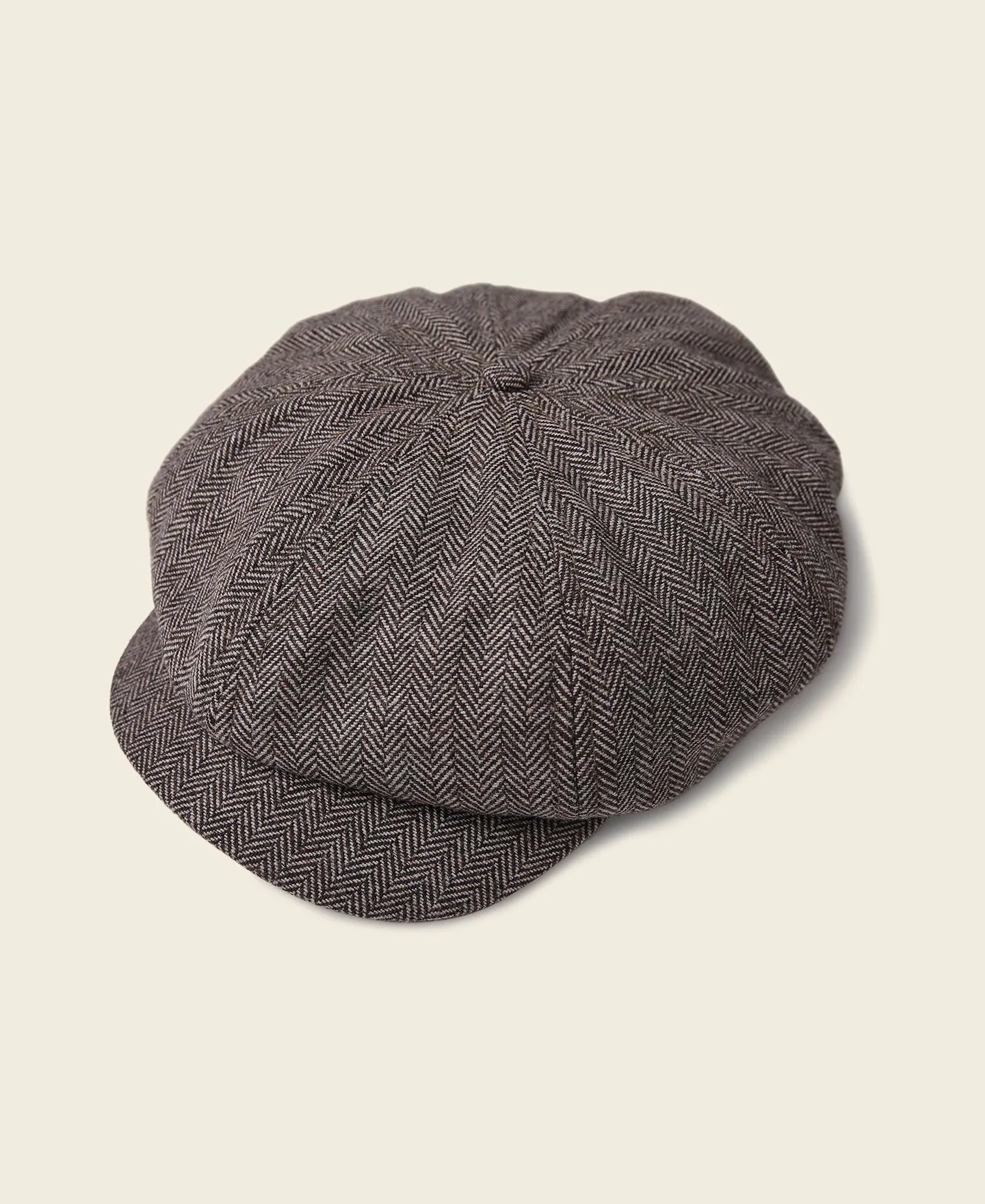 Light Brown Herringbone Wool Newsboy Cap