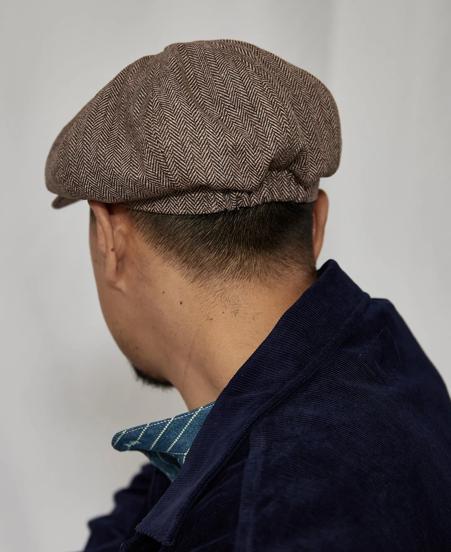 Light Brown Herringbone Wool Newsboy Cap