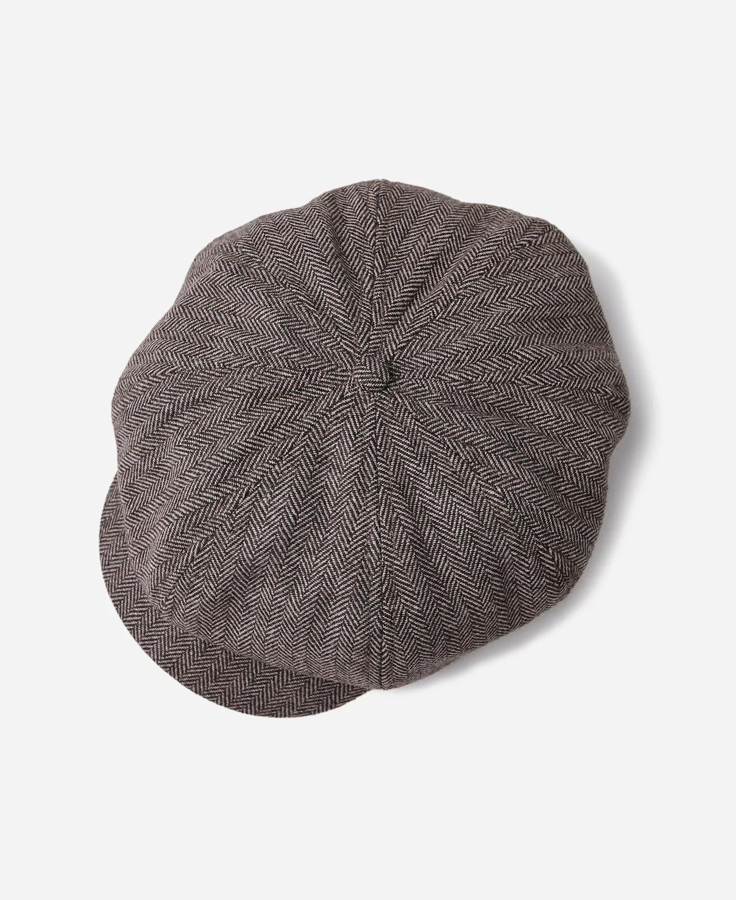 Light Brown Herringbone Wool Newsboy Cap