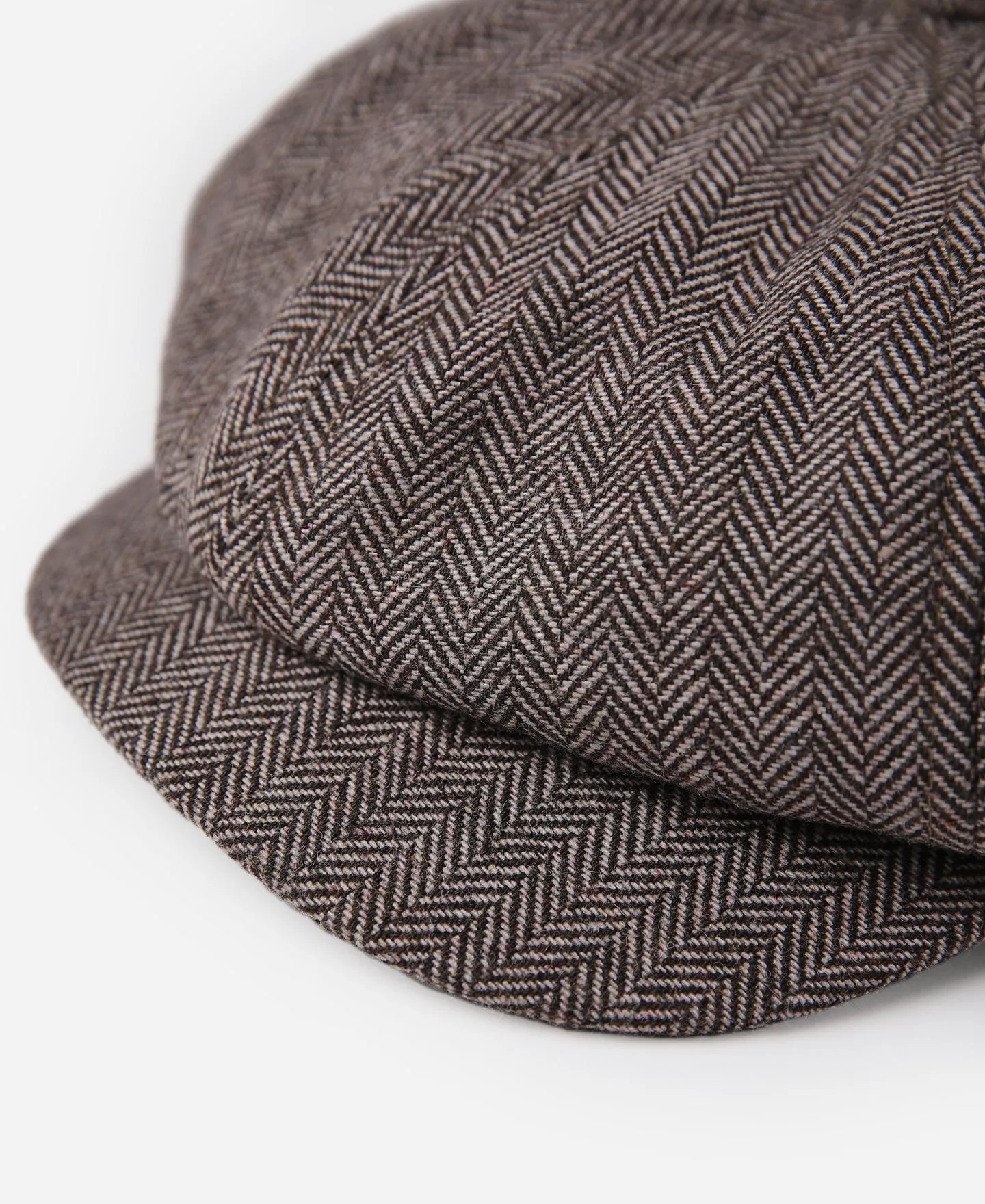 Light Brown Herringbone Wool Newsboy Cap