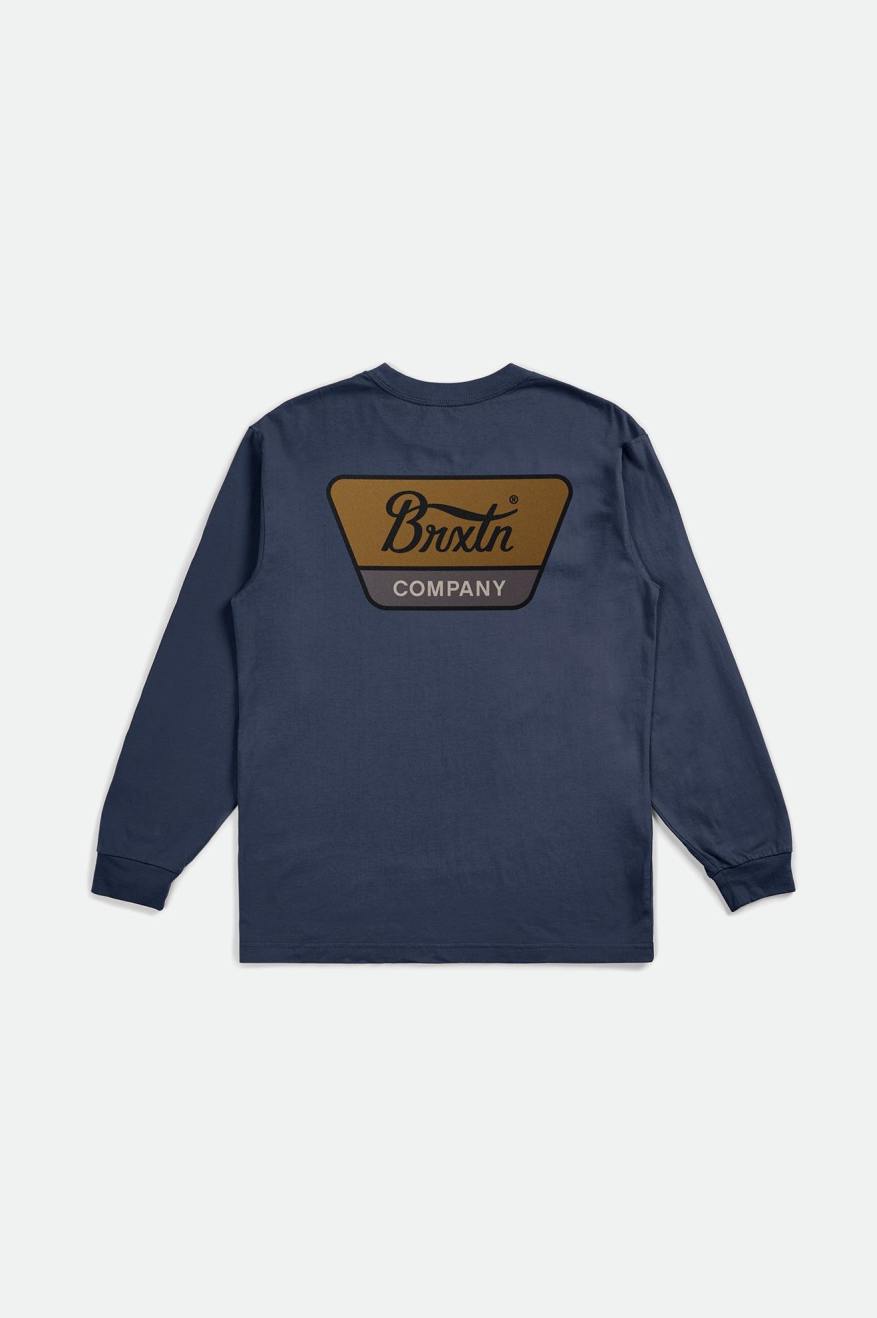 Linwood L/S Tee - Washed Navy/Golden Brown/Dusk