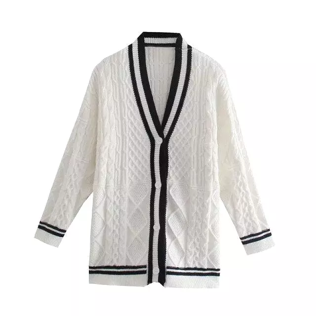 Loose Striped Cardigan Sweaters For Women