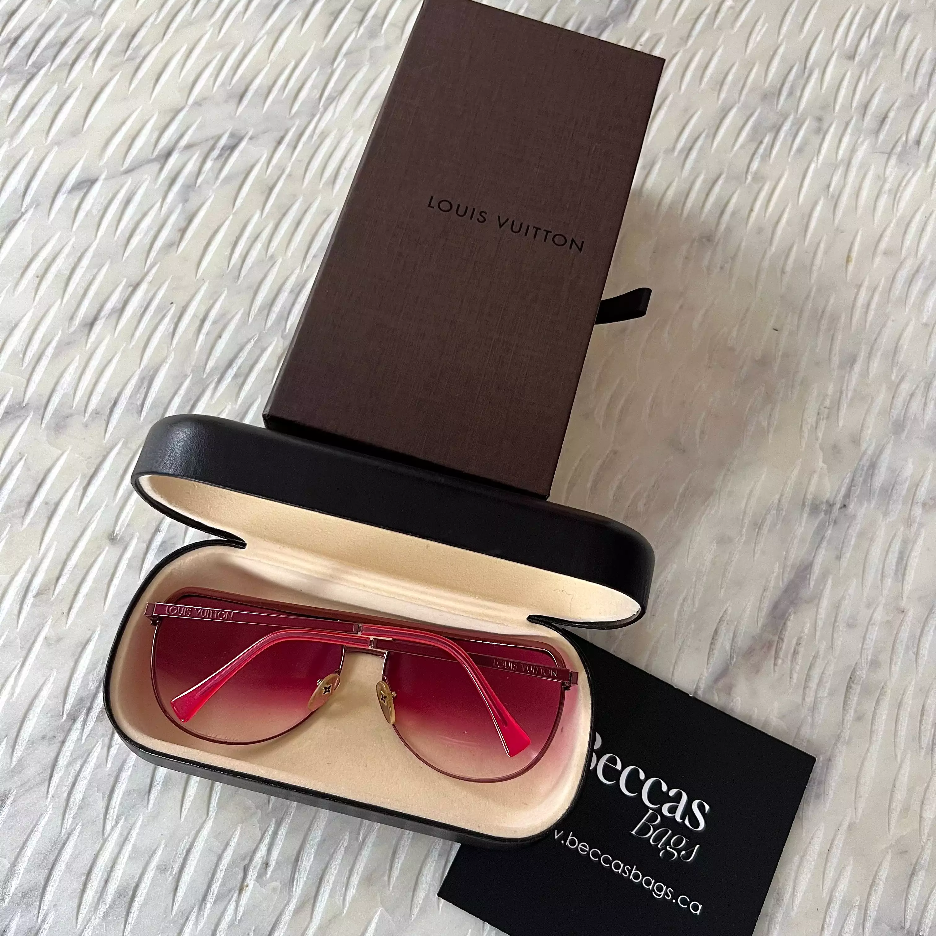 LOUIS VUITTON Alias Crystal Metal Frame Sunglasses Pink