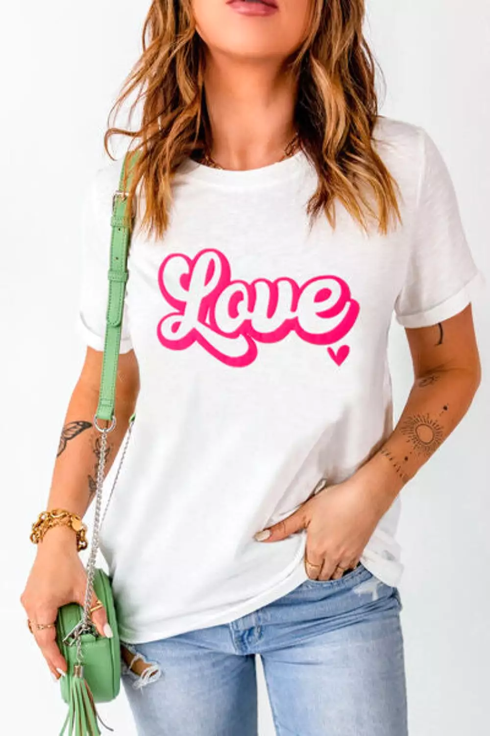 Love Round Neck Short Sleeve T-Shirt