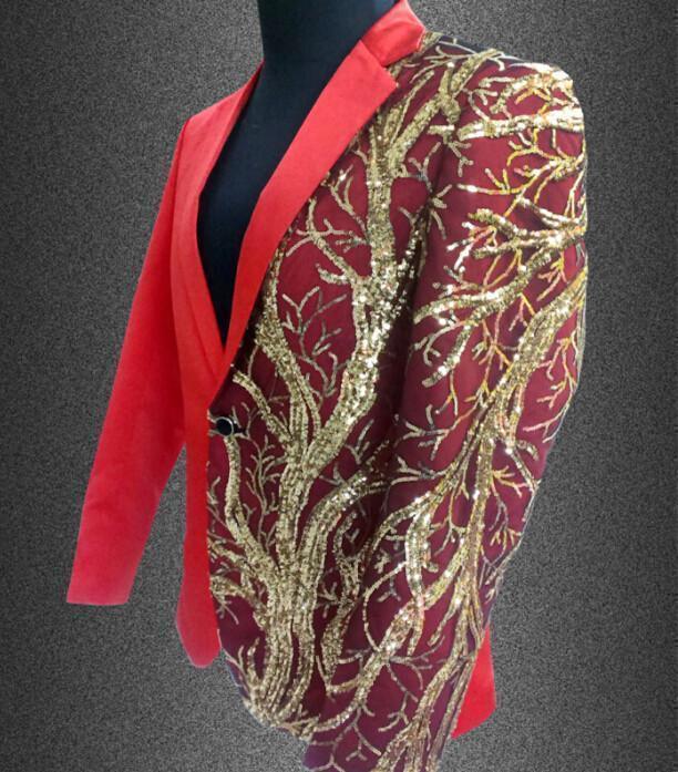 Men Blazer - Gold Sequin Blazer