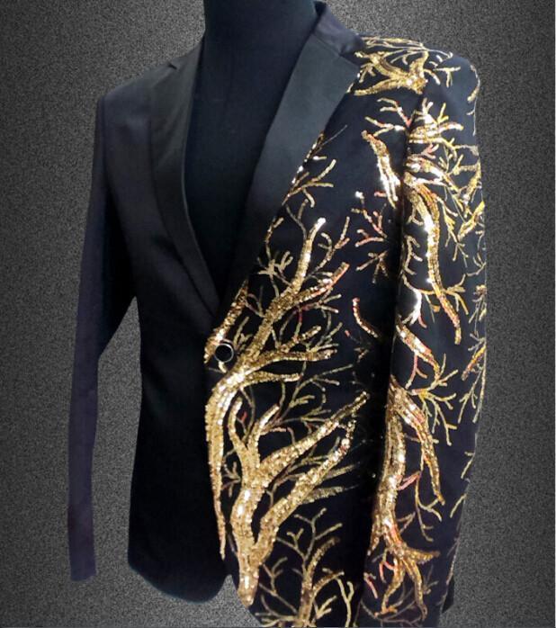 Men Blazer - Gold Sequin Blazer