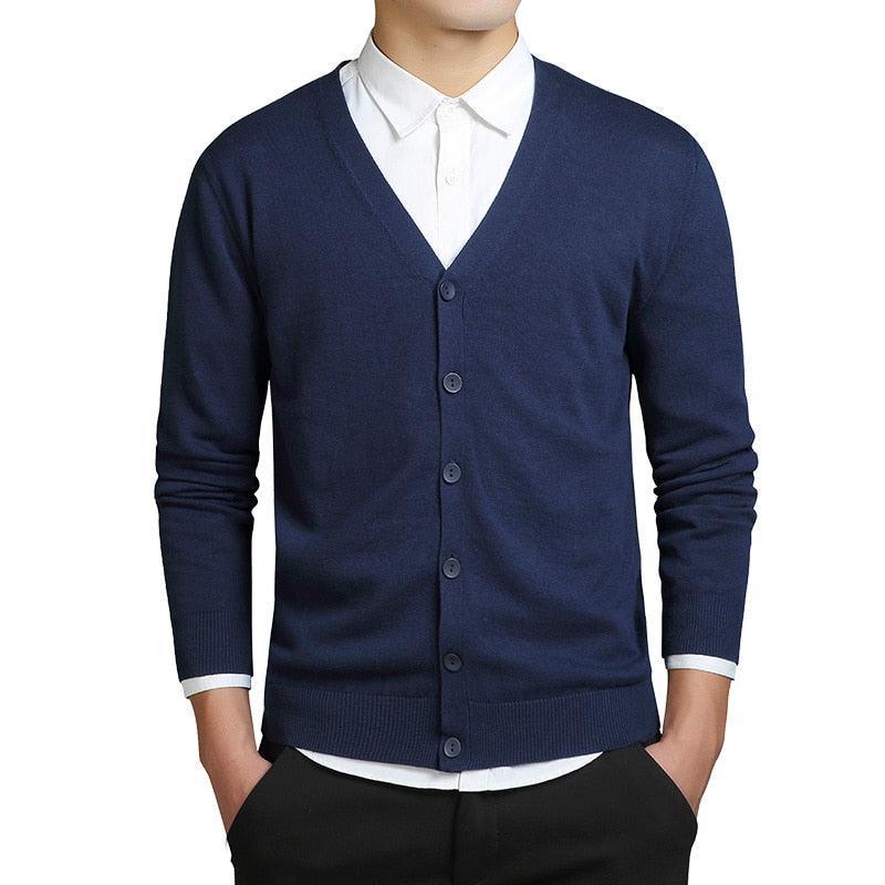 Men Plain V-Neck Cardigan