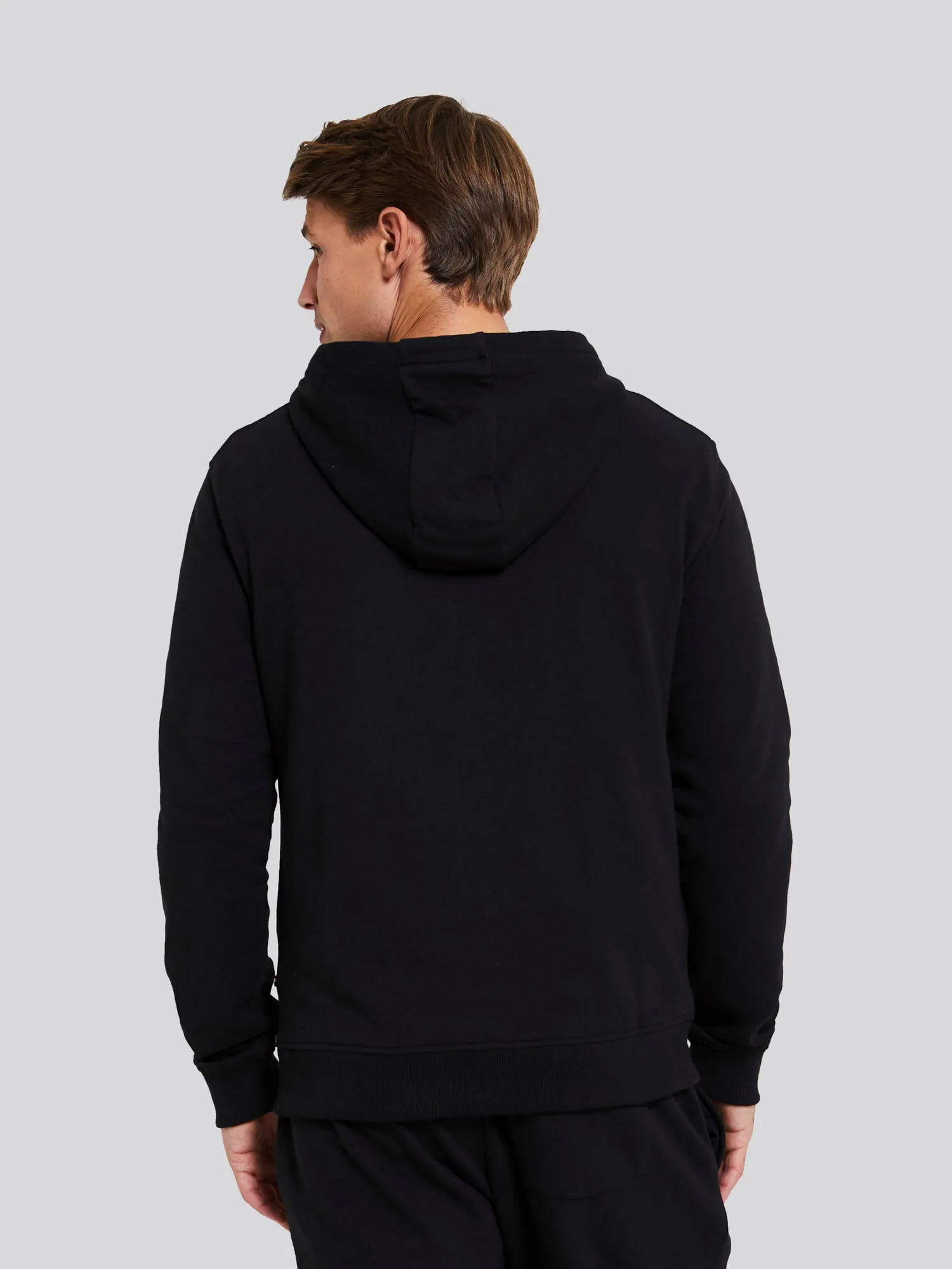 Mens Fleece Zip Hoodie in Black